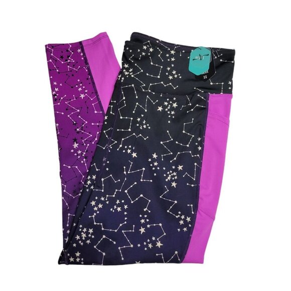 Lularoe Rise Athletic Leggings Constellation Workout Womens Plus Size 3X Pink - Picture 1 of 6